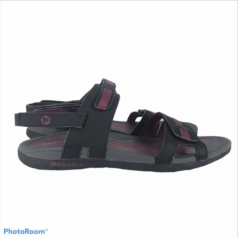 MERRELL Womens 10 Strappy Black Waterproof Sandal Adjustable